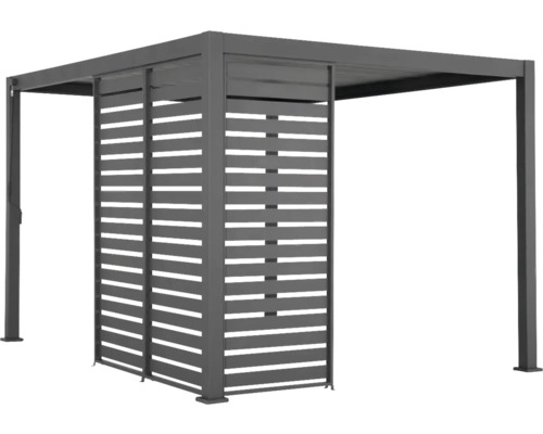 Moderní altán s lamelovou stěnou do zahrady