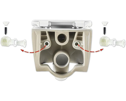 Detailní pohled na toaletu s upevňovacím materiálem