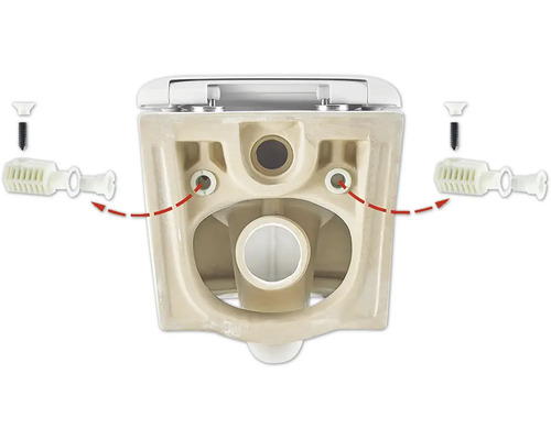 Detailní pohled na toaletu s upevňovacími prvky