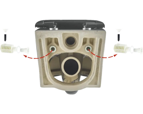 Detailní pohled na toaletu s montážním příslušenstvím