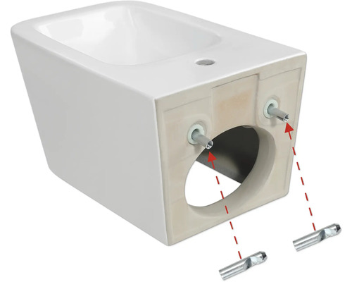 Bidet ze sanitární keramiky s upevňovacím materiálem pro montáž na stěnu