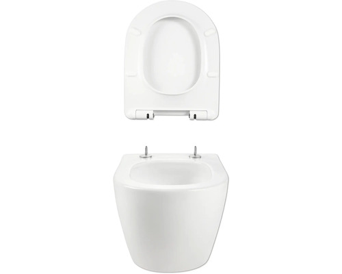 Bílé závěsné WC s hlubokým splachováním a WC sedátkem