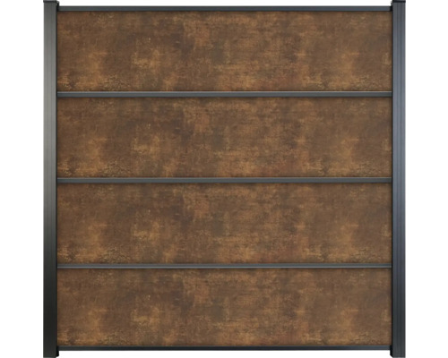 HPL plot s efektem rzi Zahradní plot s rámem a vodorovnými prvky