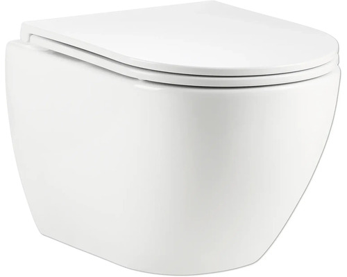 Závěsné WC form&style SAMAR bez splachovacího kruhu vč. WC prkénka Závěsná keramická toaleta s víkem