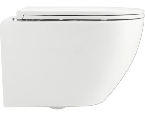 Závěsný klozet se zavřeným splachovacím okrajem a WC sedátkem