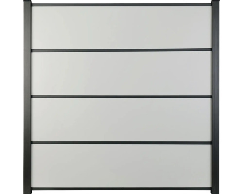 HPL plot uni šedý Zahradní plot s rámem a vodorovnými lamelami