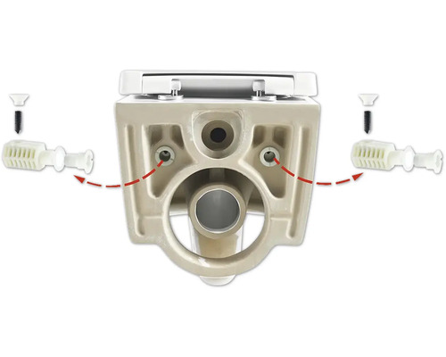 Detailní pohled na toaletu s upevňovacím materiálem