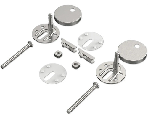 Upevňovací sada pro WC sedátka, skládající se ze šroubů, matic, podložek a držáků