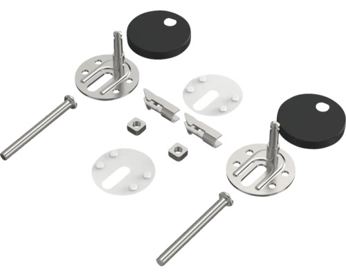 Jednotlivé upevnění záchodového prkénka z kovu a plastu