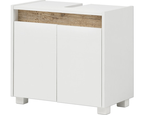 Skříňka pod umyvadlo se dvěma dvířky a dřevěným detailem