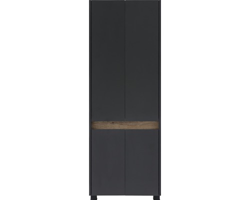 Koupelnová skříňka vysoká Möbelpartner Cosmo antracit 56,9 x 164,5 x 33 cm Vysoká šedá skříň se čtyřmi dvířky a dřevěným prvkem