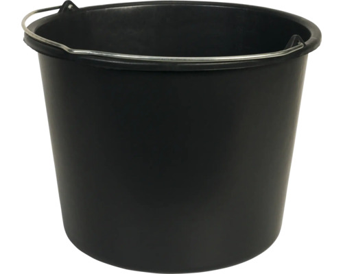 Černý plastový kbelík s kovovou rukojetí