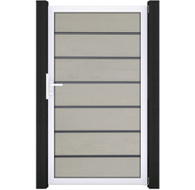 Zahradní branka s vodorovnými panely a rukojetí