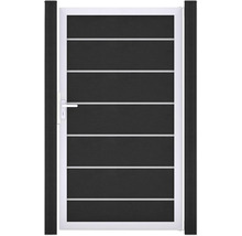 Zahradní branka s vodorovnými pruhy a madlem