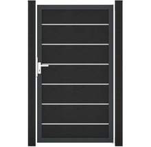 Zahradní branka s klikou a vodorovnými pruhy