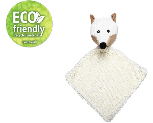 Béžová muchláček s hlavou lišky a pečetí Eco Friendly.