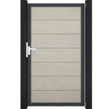 Zahradní branka s vodorovnými dřevěnými panely a klikou