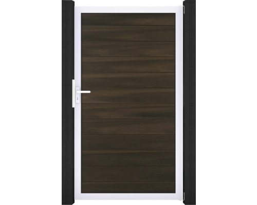 Flex dveře ořech co-ex rám EV1 Zahradní branka s klikou a vodorovnou strukturou dřeva