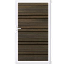 Zahradní dveře s vodorovnými dřevěnými panely a madlem