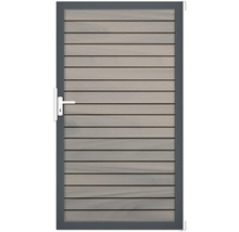 Zahradní branka s vodorovnými lamelami a klikou