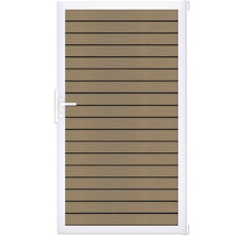 Dřevěné zahradní dveře s vodorovným laťováním a klikou