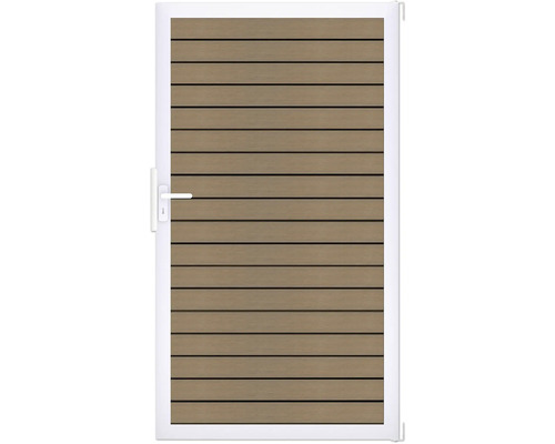 Dveře Rhombus teak co-ex rám EV1 Dřevěné zahradní dveře s vodorovným laťováním a klikou