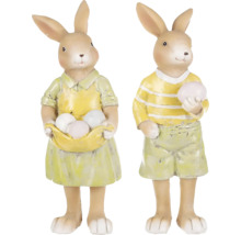 Dvě figurky zajíčků s velikonočními vajíčky