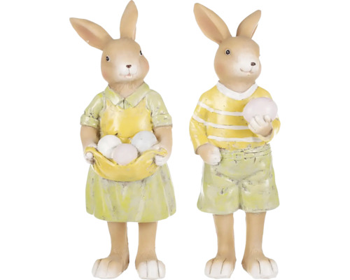 Dvě figurky zajíčků s velikonočními vajíčky