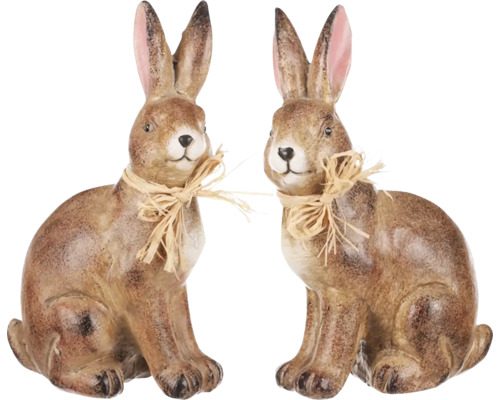 Dvě figurky velikonočních zajíčků z umělého kamene s ozdobou krku