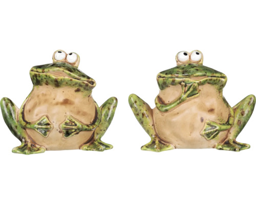 Dekorace žába keramická 10 x 17 x 14 cm 1 ks, různé druhy Dvě figurky žab do zahrady