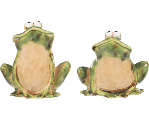 Dekorace žába keramická 6 x 6 x 10 cm 1 ks, různé druhy Dvě zelené žabí figurky jako zahradní dekorace