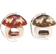 Dva ptačí budky ve tvaru houby se závěsnou šňůrou