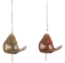 Dva ozdobné ptačí zvonky s motýlkovým vzorem a závěsnou šňůrou