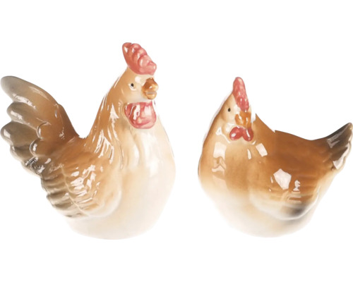 Dekorativní keramické figurky kohouta a slepice