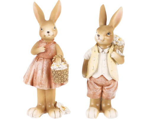 Zajíc v oblečku stojící 13 x 5 x 5 cm 1 ks, různé druhy Dekorativní figurky zajíčků v páru, vhodné pro velikonoční dekorace