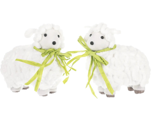 Dvě dekorativní bílé velikonoční jehňátka s mašlí