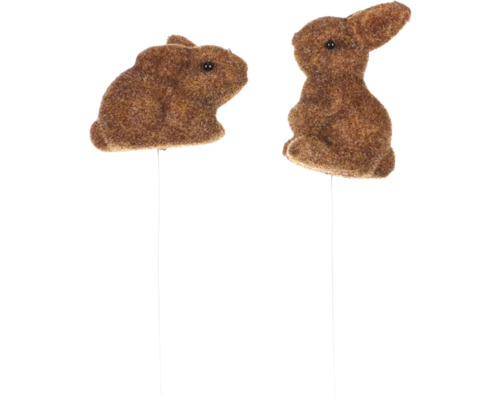 Dvě figurky zajíčků na tyčkách k dekoraci