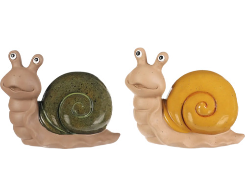 Dekorace šnek keramický 11 x 21 x 17 cm 1 ks, různé druhy Dva dekorativní zahradní šneci z keramiky