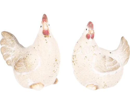 Dekorace kohout/slepice keramická mini 5 x 7 x 9 cm 1 ks, různé druhy Dvě dekorativní keramické figurky slepic