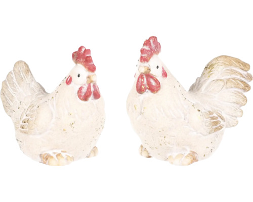 Dvě dekorativní figurky slepic do interiéru