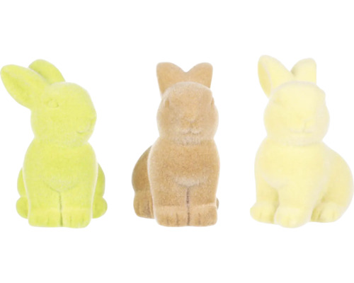 Tři plyšové figurky velikonočních zajíčků