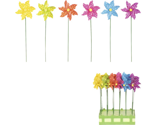 Větrníky s květinovým vzorem a puntíky do zahrady