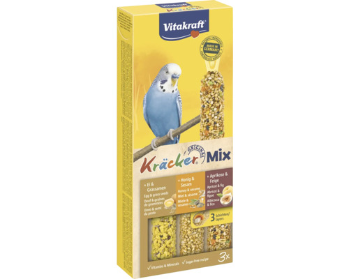 Vitakraft Kräcker Mix pro andulky, krmivo pro ptáky s vejcem, travními semeny, medem, sezamem, meruňkou a fíkem