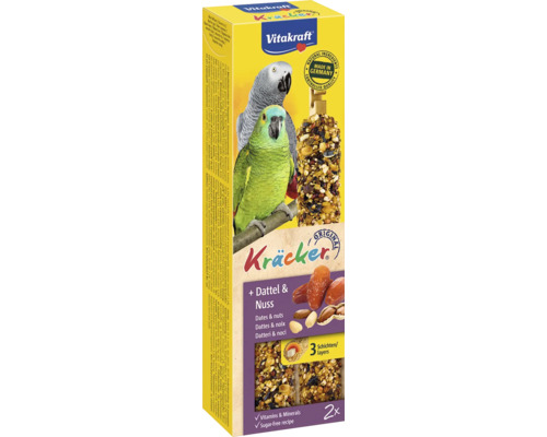 Vitakraft Nuss-Kräcker® African pro papoušky, 2 ks, 180 g Vitakraft Kräcker s datlemi a ořechy pro papoušky, dvě tyčinky