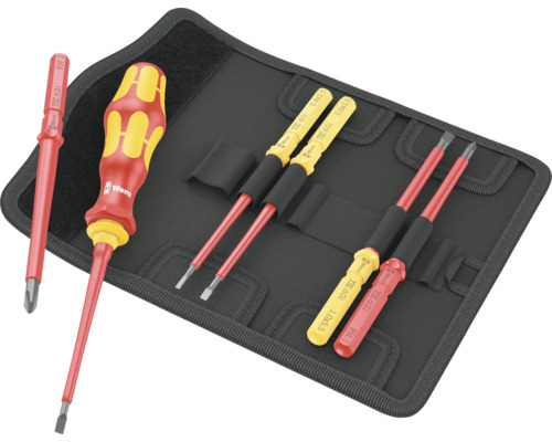 Sada univerzálního nářadí WERA Kraftform Kompakt VDE 7 7dílná Sada šroubováků Wera s několika šroubováky v černé brašně