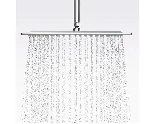 Čtvercová sprchová hlavice s proudem vody