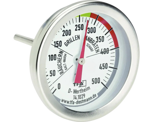 Grilovací teploměr z nerezové oceli pro měření teploty při grilování, uzení a opékání