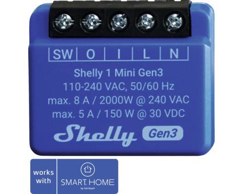 Spínací modul Shelly 1 Mini Gen. 3 240V/8A WiFi/Bluetooth - kompatibilní se SMART HOME by hornbach