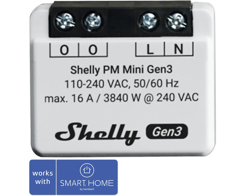 Spínací modul Shelly PM Mini Gen. 3 1 kanál - 240V/16A WiFi/Bluetooth měřič spotřeby energie - kompatibilní se SMART HOME by hornbach