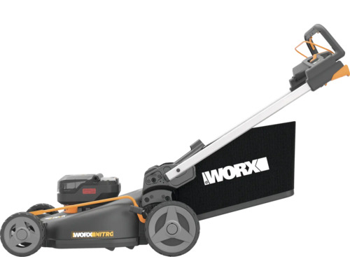 Akumulátorová sekačka na trávu značky Worx Nitro se sběrným košem